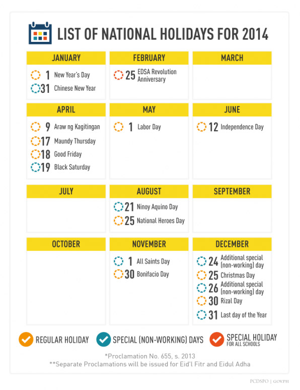 2014 Philippine Holidays