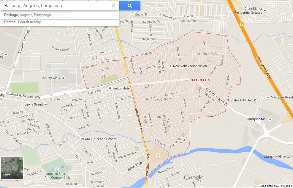 Barangay Balibago Map From Google Philippines Information