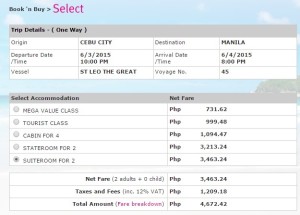 St Leo Actual Booking Quote